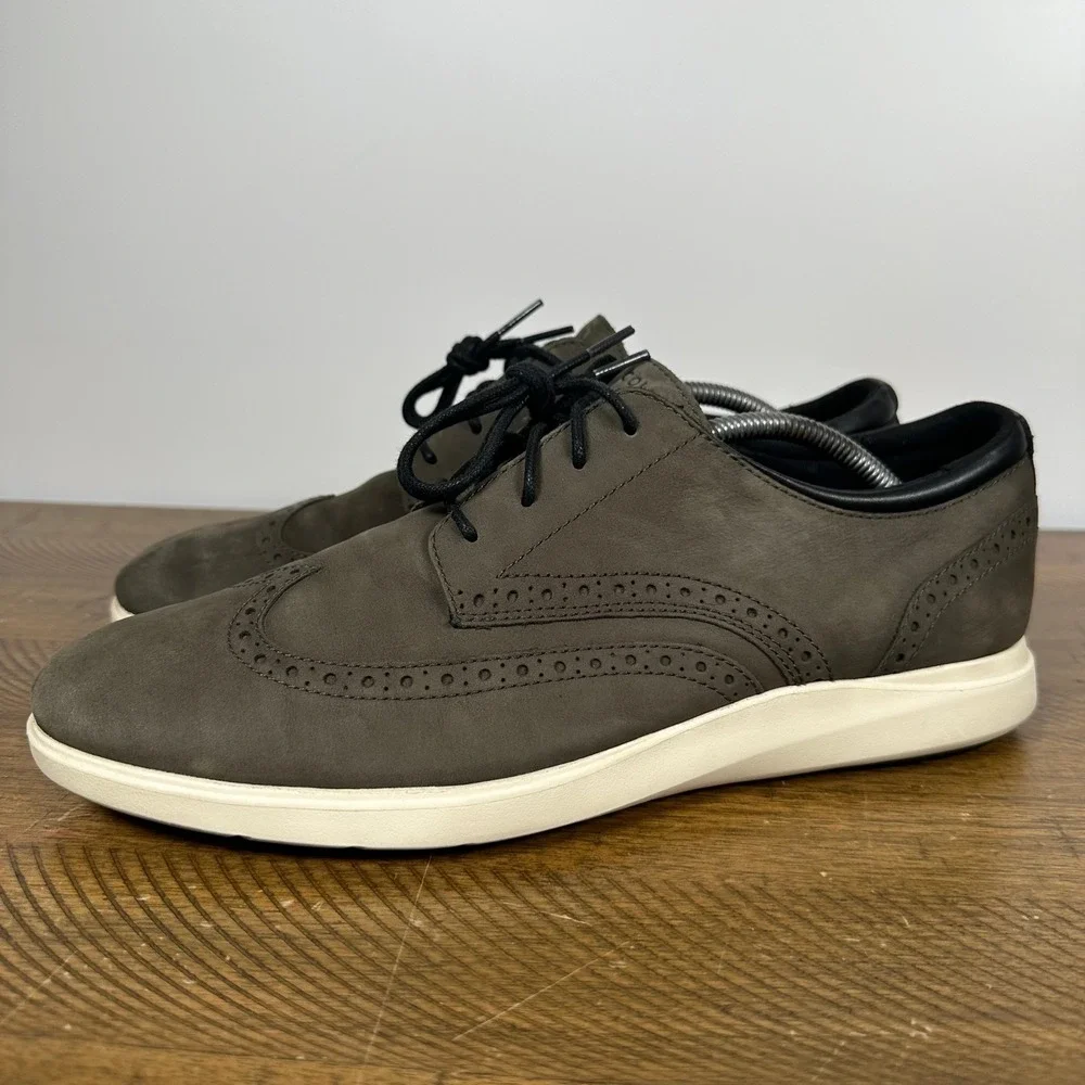 Cole Haan Shoes Mens 12 Green Gray Grand Plus Essex Wedge Wingtip Oxford Dress
